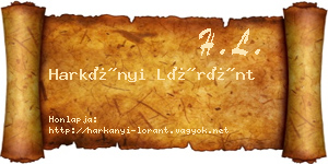 Harkányi Lóránt névjegykártya